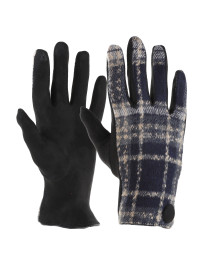 Rękawiczki damskie zamszowe z kratką