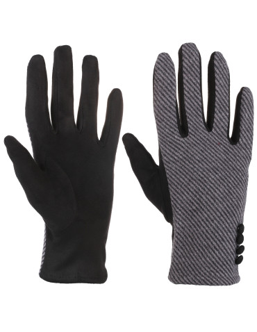 Rękawiczki - Rękawiczki damskie z zamszu na jesień i zimę CZARNY - produkt 1