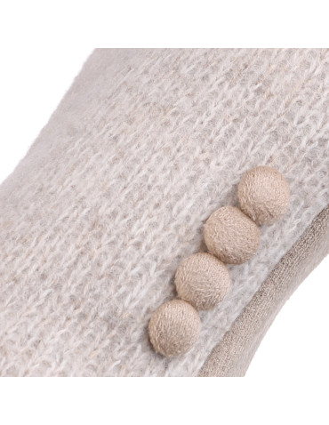 Rękawiczki - Damskie rękawiczki ocieplane z ozdobnymi guzikami BEŻOWY - produkt 2