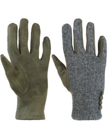 Rękawiczki - Damskie rękawiczki ocieplane z ozdobnymi guzikami ZIELONY - produkt 1