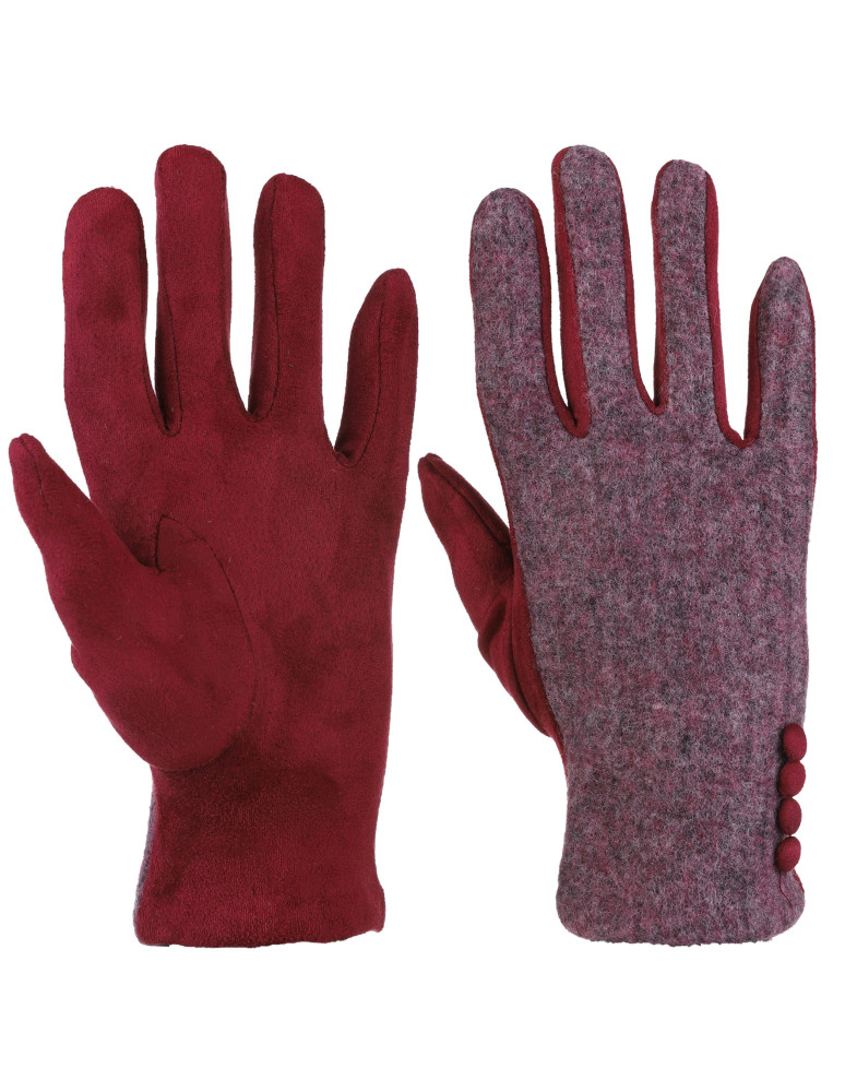 Rękawiczki - Damskie rękawiczki ocieplane z ozdobnymi guzikami CZERWONY - produkt moraj.pl 1