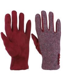 Damskie rękawiczki ocieplane z ozdobnymi guzikami