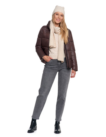 Odzież wierzchnia - Damska kurtka pikowana krótka z wysoką stójką BRĄZOWY - produkt 12