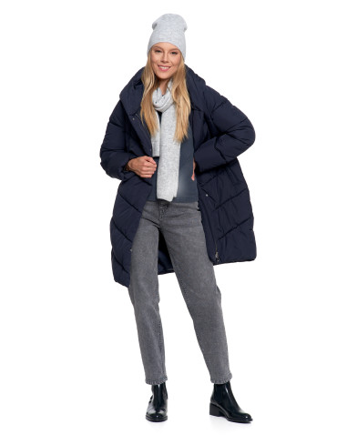 Odzież wierzchnia - Kurtka damska płaszcz pikowana luźna GRANATOWY - produkt 19