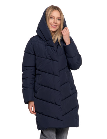 Odzież wierzchnia - Kurtka damska płaszcz pikowana luźna GRANATOWY - produkt 18