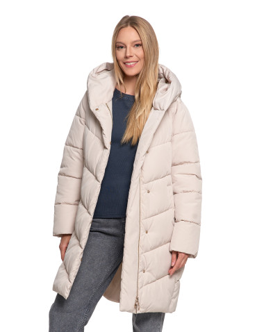 Odzież wierzchnia - Kurtka damska płaszcz pikowana luźna KREMOWY - produkt 8