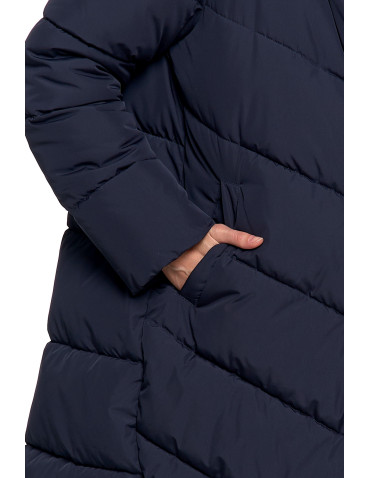 Odzież wierzchnia - Kurtka damska płaszcz pikowana luźna GRANATOWY - produkt 13