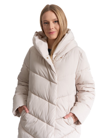 Odzież wierzchnia - Kurtka damska płaszcz pikowana luźna KREMOWY - produkt 5