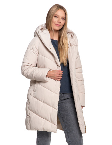 Odzież wierzchnia - Kurtka damska płaszcz pikowana luźna KREMOWY - produkt 6