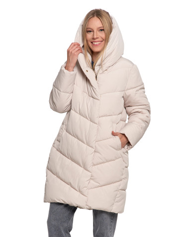 Odzież wierzchnia - Kurtka damska płaszcz pikowana luźna KREMOWY - produkt 11