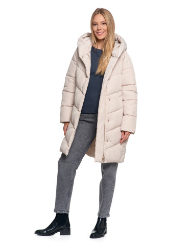 Odzież wierzchnia - Kurtka damska płaszcz pikowana luźna KREMOWY - produkt 12