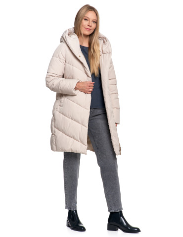 Odzież wierzchnia - Kurtka damska płaszcz pikowana luźna KREMOWY - produkt 14