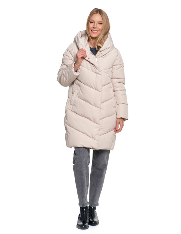 Odzież wierzchnia - Kurtka damska płaszcz pikowana luźna KREMOWY - produkt 15