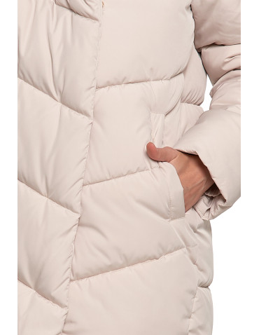 Odzież wierzchnia - Kurtka damska płaszcz pikowana luźna KREMOWY - produkt 4