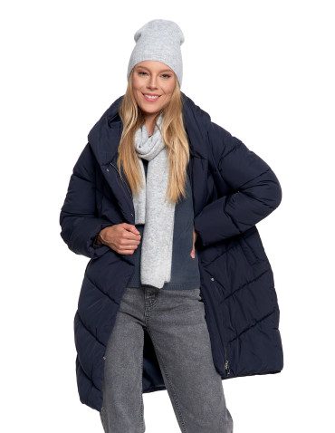 Odzież wierzchnia - Kurtka damska płaszcz pikowana luźna GRANATOWY - produkt 8