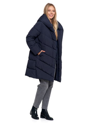 Odzież wierzchnia - Kurtka damska płaszcz pikowana luźna GRANATOWY - produkt 11