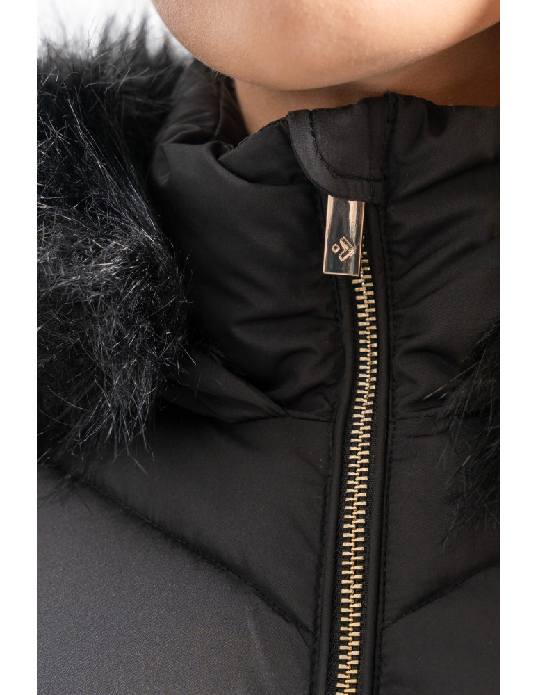 Odzież wierzchnia - Damska kurtka pikowana z futerkiem CZARNY - produkt moraj.pl 3