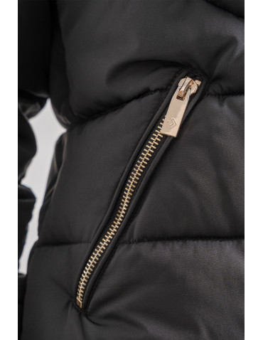 Odzież wierzchnia - Damska kurtka pikowana z futerkiem CZARNY - produkt 4