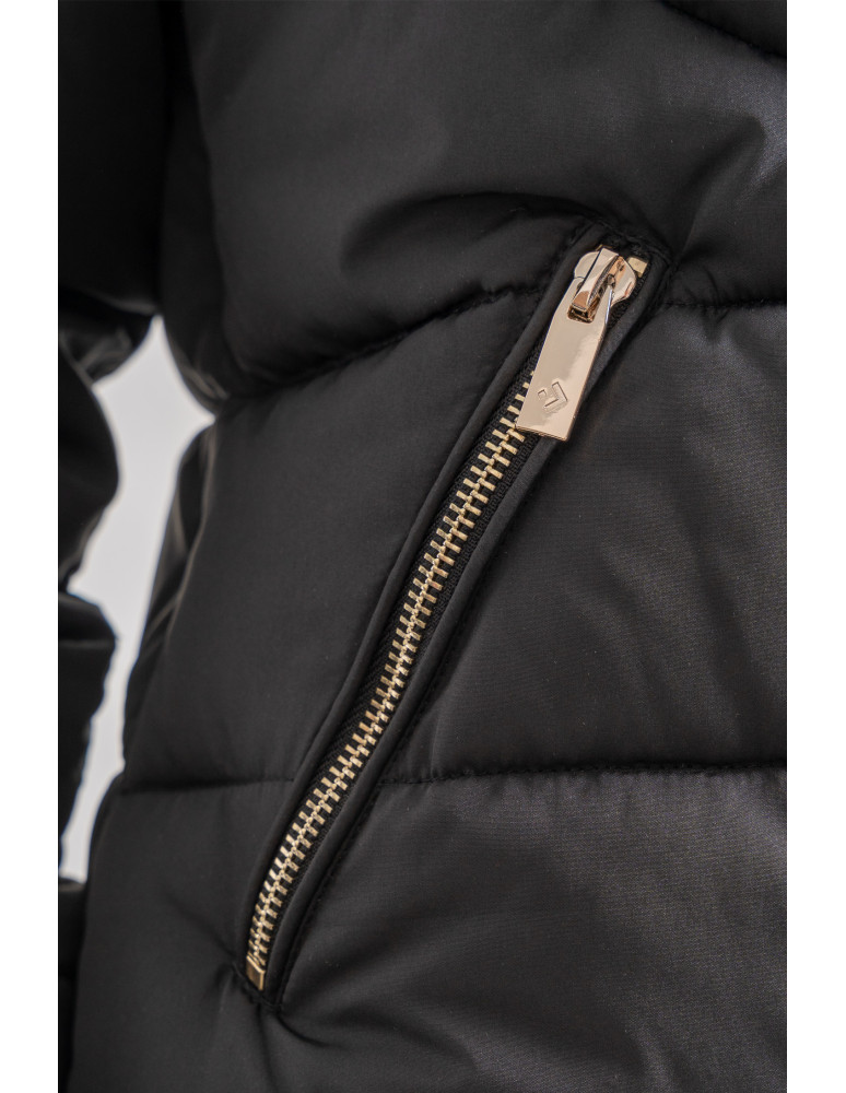 Odzież wierzchnia - Damska kurtka pikowana z futerkiem CZARNY - produkt moraj.pl 4