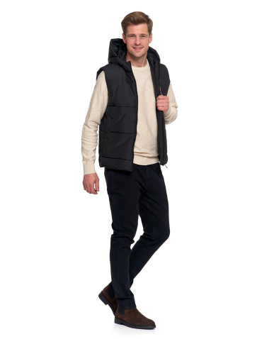 Odzież wierzchnia - Męska kamizelka pikowana z kapturem bezrękawnik CZARNY - produkt 11