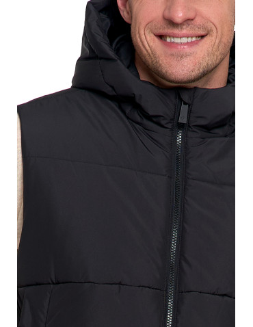 Odzież wierzchnia - Męska kamizelka pikowana z kapturem bezrękawnik CZARNY - produkt 5