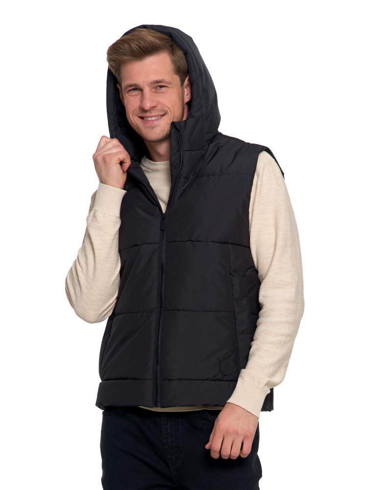 Odzież wierzchnia - Męska kamizelka pikowana z kapturem bezrękawnik CZARNY - produkt moraj.pl 6