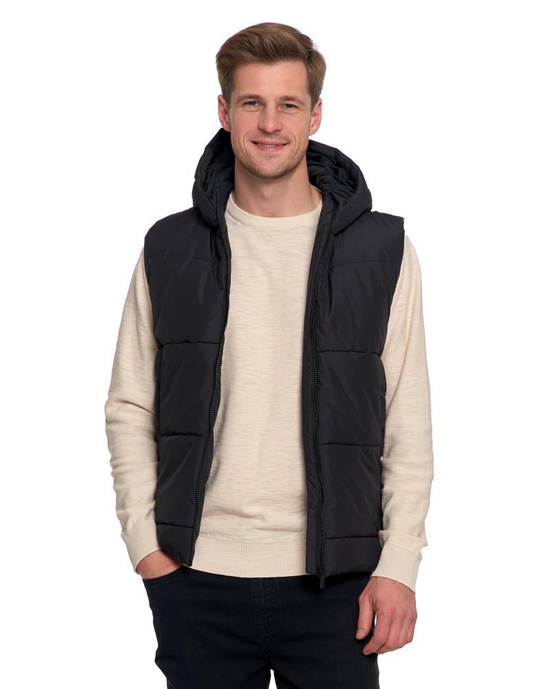 Odzież wierzchnia - Męska kamizelka pikowana z kapturem bezrękawnik CZARNY - produkt moraj.pl 8