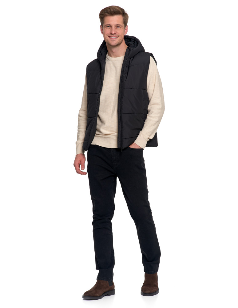 Odzież wierzchnia - Męska kamizelka pikowana z kapturem bezrękawnik CZARNY - produkt moraj.pl 10