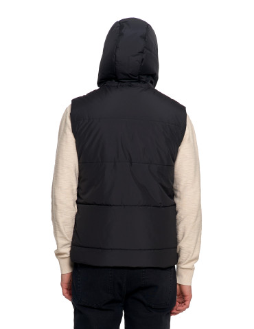 Odzież wierzchnia - Męska kamizelka pikowana z kapturem bezrękawnik CZARNY - produkt 12