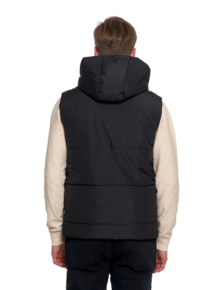 Odzież wierzchnia - Męska kamizelka pikowana z kapturem bezrękawnik CZARNY - produkt moraj.pl 4