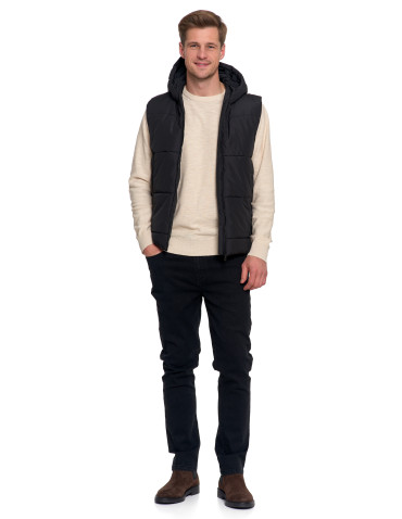 Odzież wierzchnia - Męska kamizelka pikowana z kapturem bezrękawnik CZARNY - produkt 9