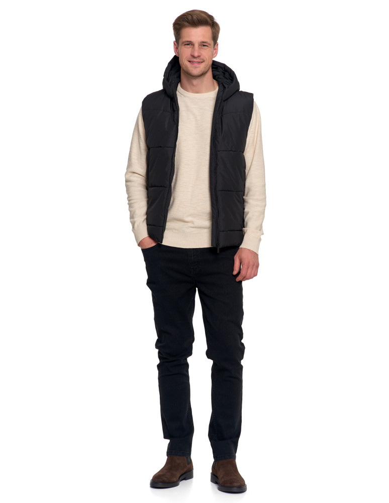 Odzież wierzchnia - Męska kamizelka pikowana z kapturem bezrękawnik CZARNY - produkt moraj.pl 9