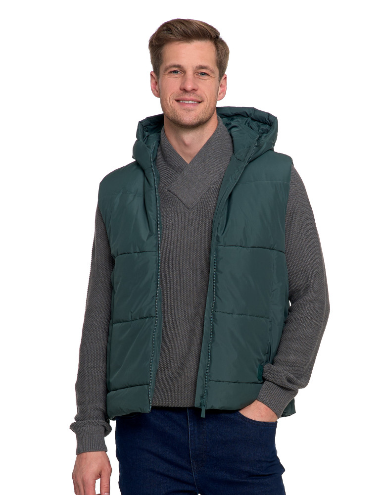 Odzież wierzchnia - Męska kamizelka pikowana z kapturem bezrękawnik CIEMNY ZIELONY - produkt moraj.pl 6