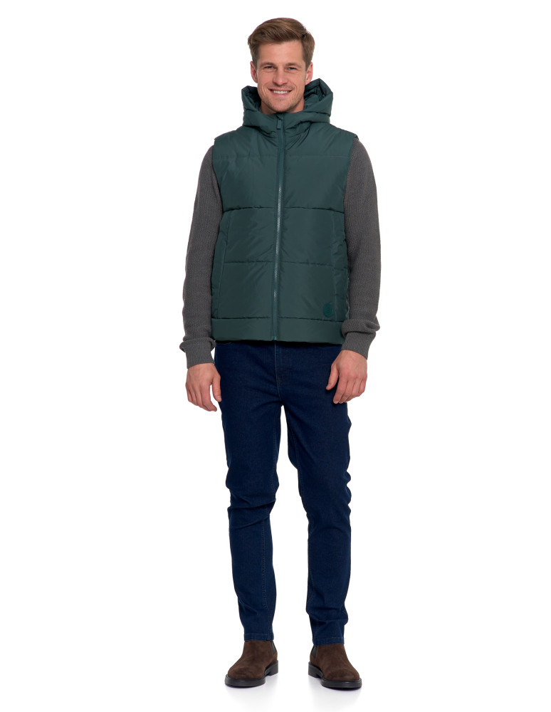 Odzież wierzchnia - Męska kamizelka pikowana z kapturem bezrękawnik CIEMNY ZIELONY - produkt moraj.pl 13
