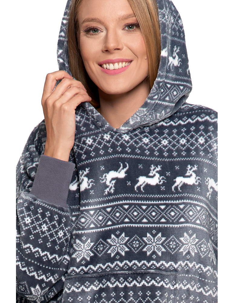 Piżamy - Kocobluza unisex luźna SZARY  - produkt moraj.pl 4