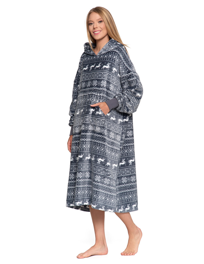 Piżamy - Kocobluza unisex luźna SZARY  - produkt moraj.pl 9