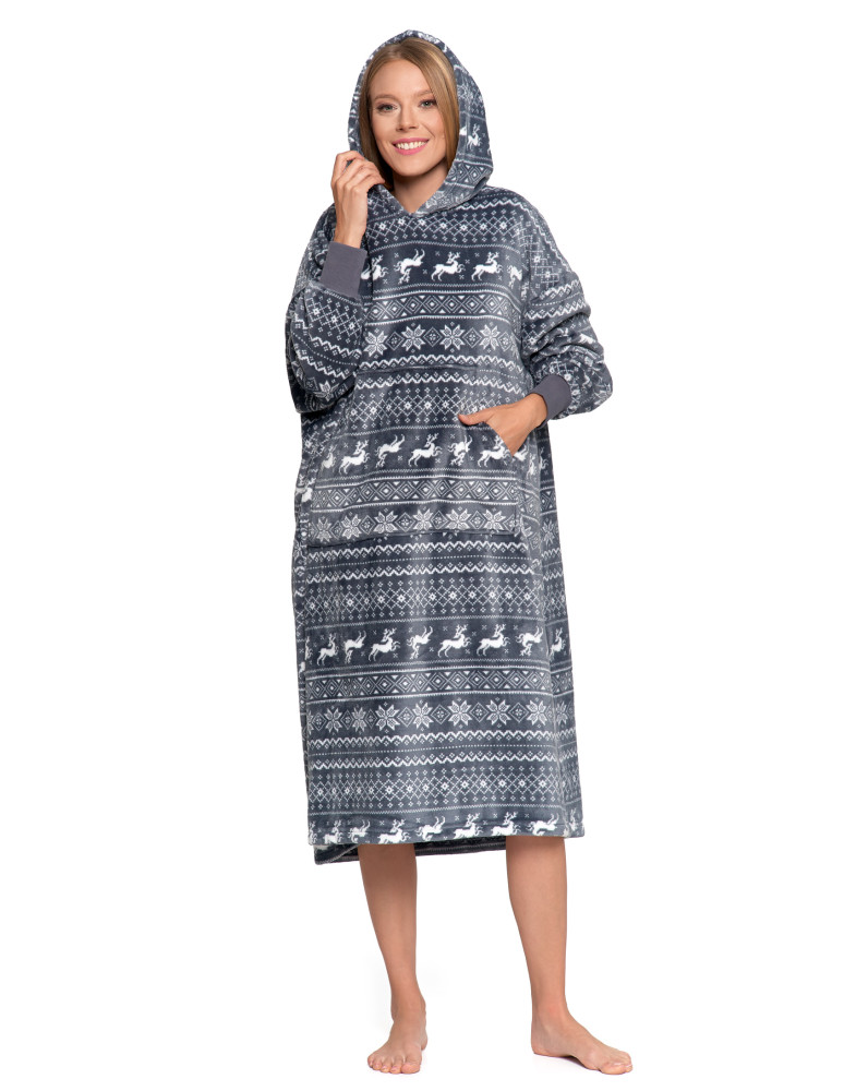 Piżamy - Kocobluza unisex luźna SZARY  - produkt moraj.pl 11