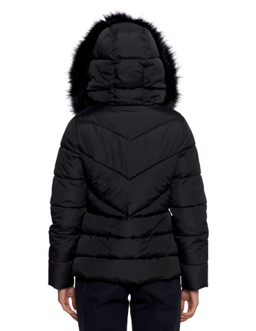 Odzież wierzchnia - Damska kurtka pikowana z futerkiem CZARNY - produkt 7