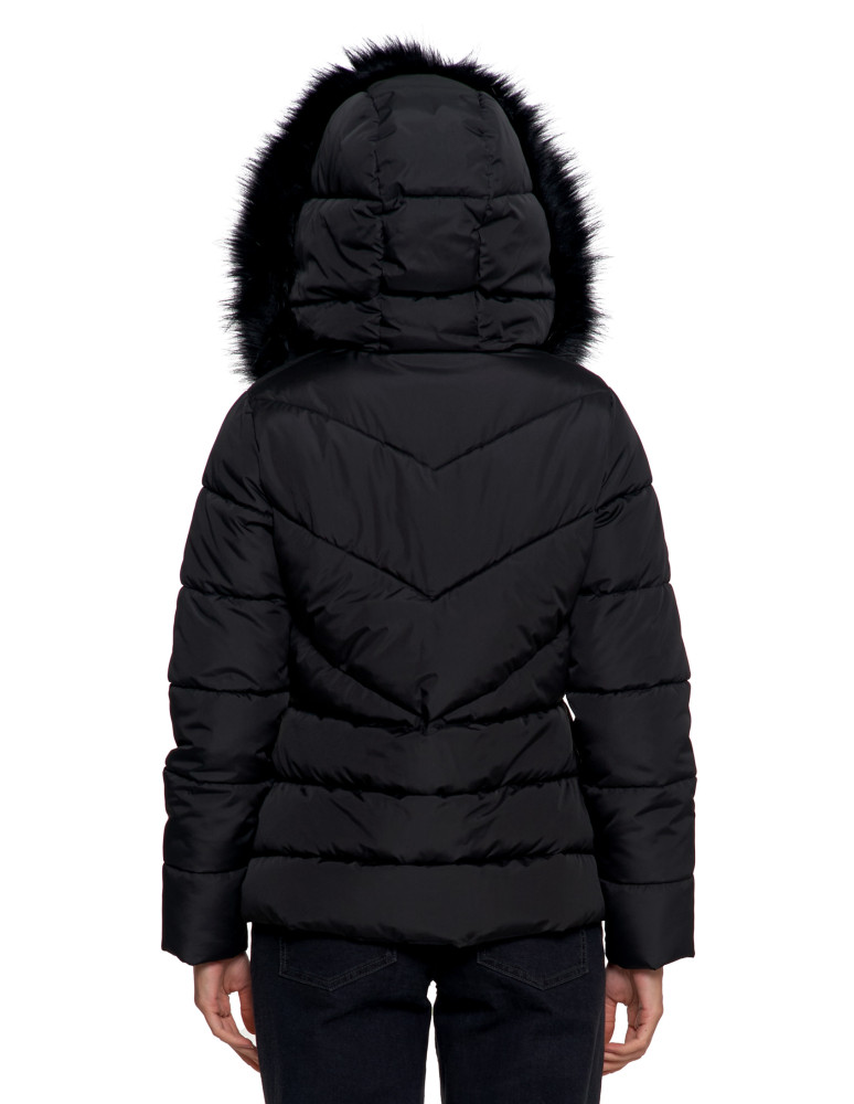 Odzież wierzchnia - Damska kurtka pikowana z futerkiem CZARNY - produkt moraj.pl 7