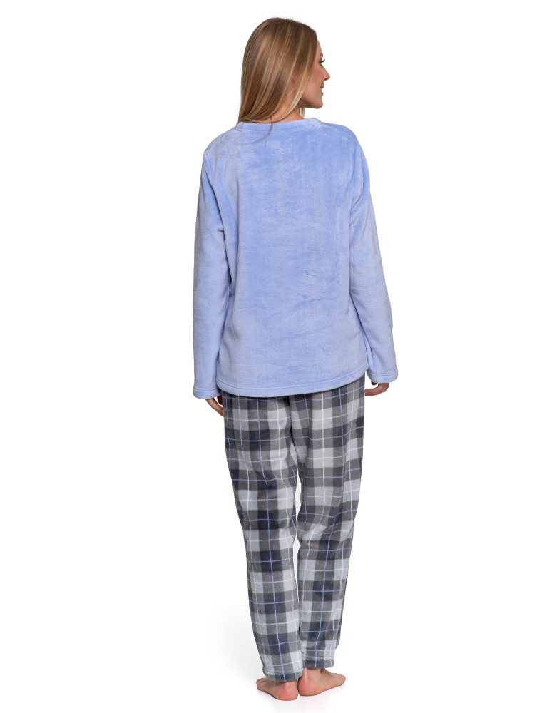 Długi rękaw - Piżama damska ciepła z długim rękawem NIEBIESKI  - produkt moraj.pl 2