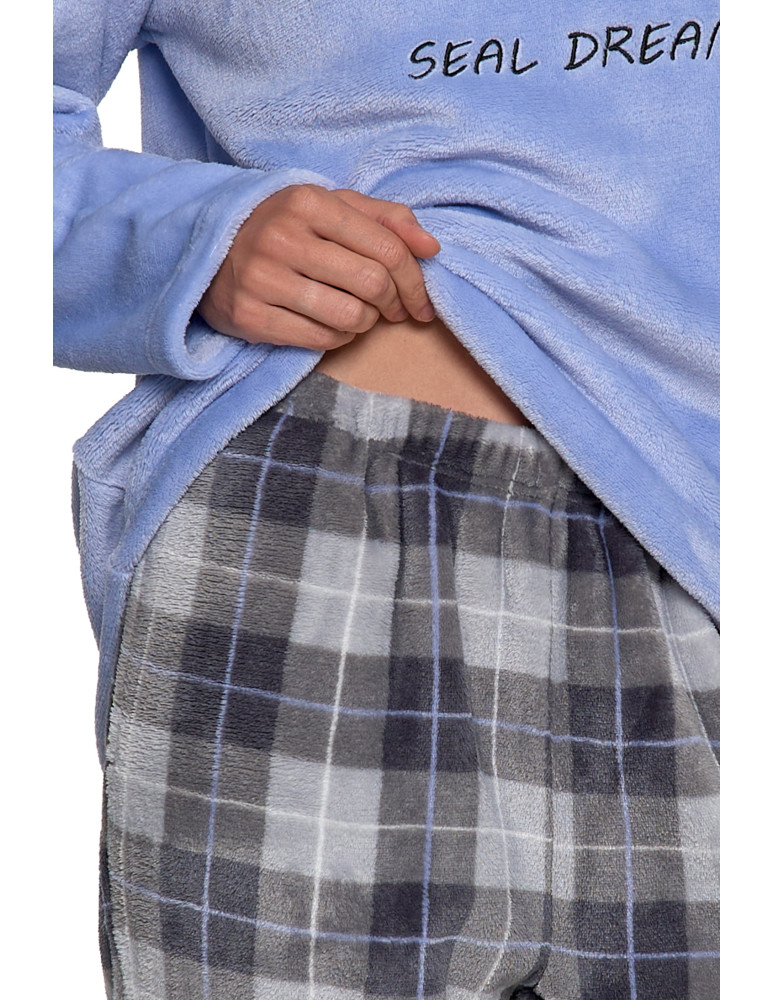 Długi rękaw - Piżama damska ciepła z długim rękawem NIEBIESKI  - produkt moraj.pl 5