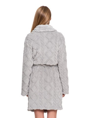 Ciepły szlafrok damski do kolan z wiązaniem