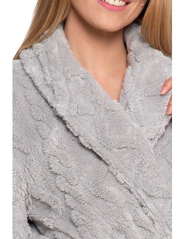 Ciepły szlafrok damski do kolan z wiązaniem - produkt 2