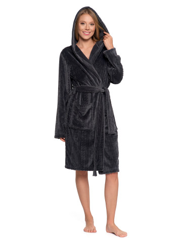 Piżamy - Ciepły szlafrok unisex z kapturem GRAFIT - produkt 13