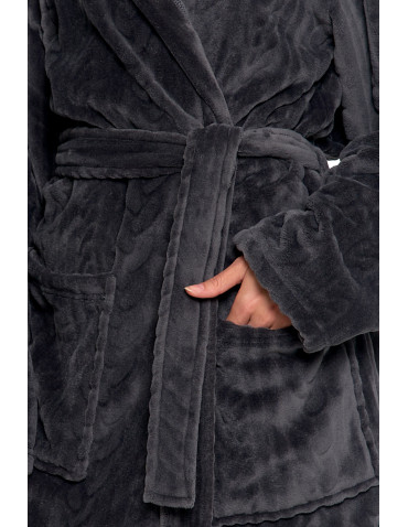 Piżamy - Ciepły szlafrok unisex z kapturem GRAFIT - produkt 5