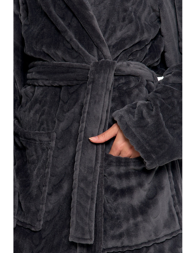 Piżamy - Ciepły szlafrok unisex z kapturem GRAFIT  - produkt moraj.pl 5