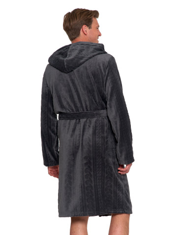 Piżamy - Ciepły szlafrok unisex z kapturem GRAFIT - produkt 10