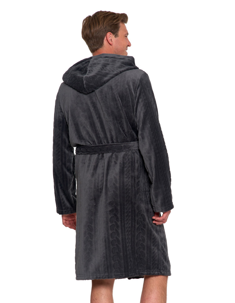 Piżamy - Ciepły szlafrok unisex z kapturem GRAFIT  - produkt moraj.pl 10