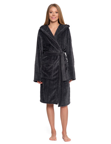 Piżamy - Ciepły szlafrok unisex z kapturem GRAFIT - produkt 11