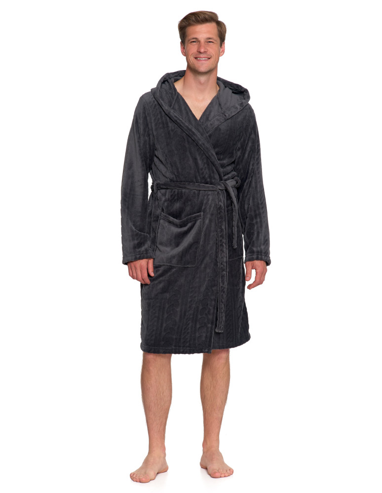 Piżamy - Ciepły szlafrok unisex z kapturem GRAFIT  - produkt moraj.pl 14